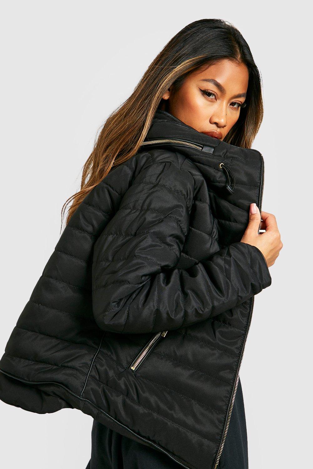 Women's black quilted on sale jacket