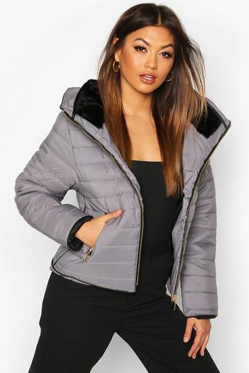 Fitted Quilted Jacket grey