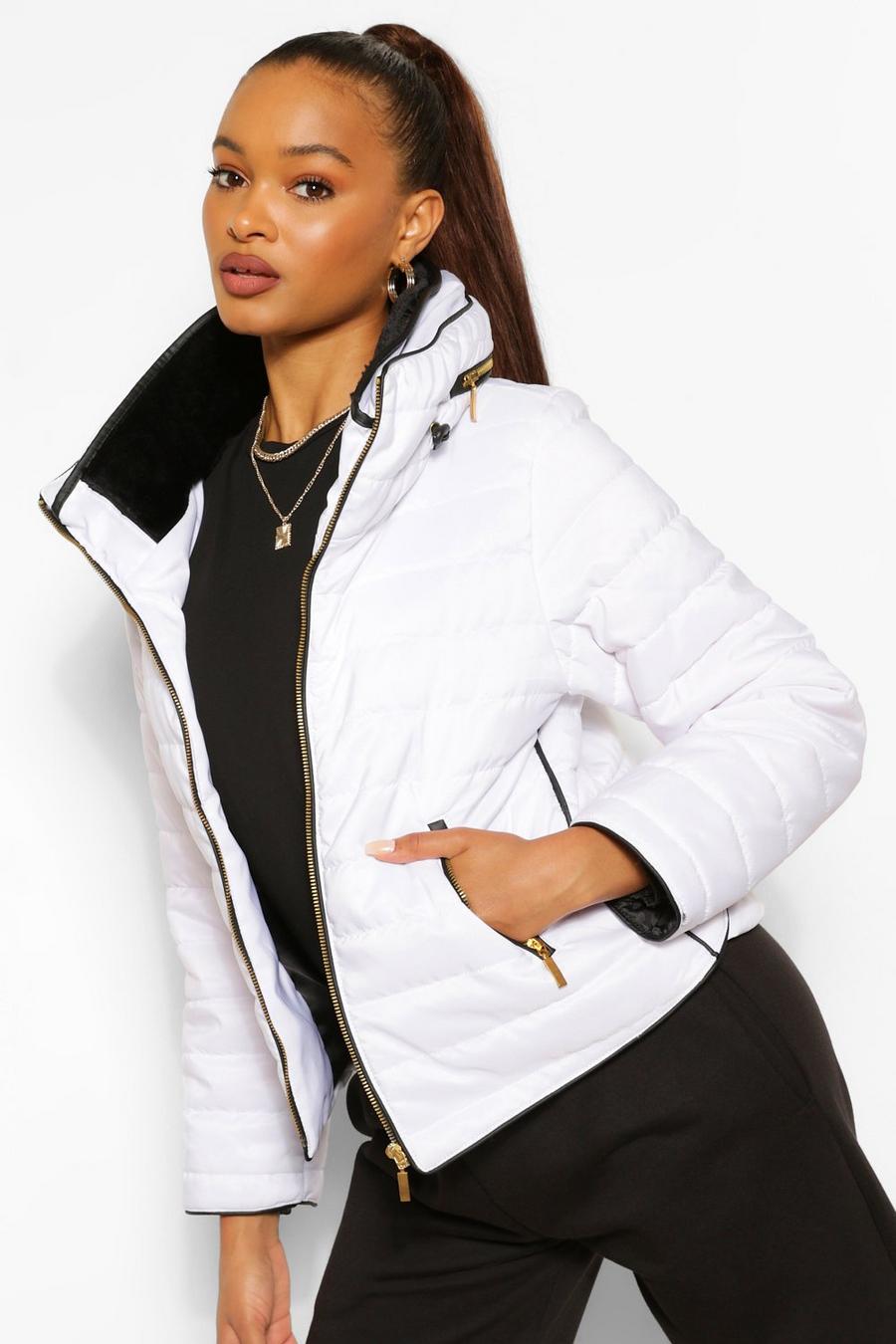 White Fitted Quilted Jacket image number 1