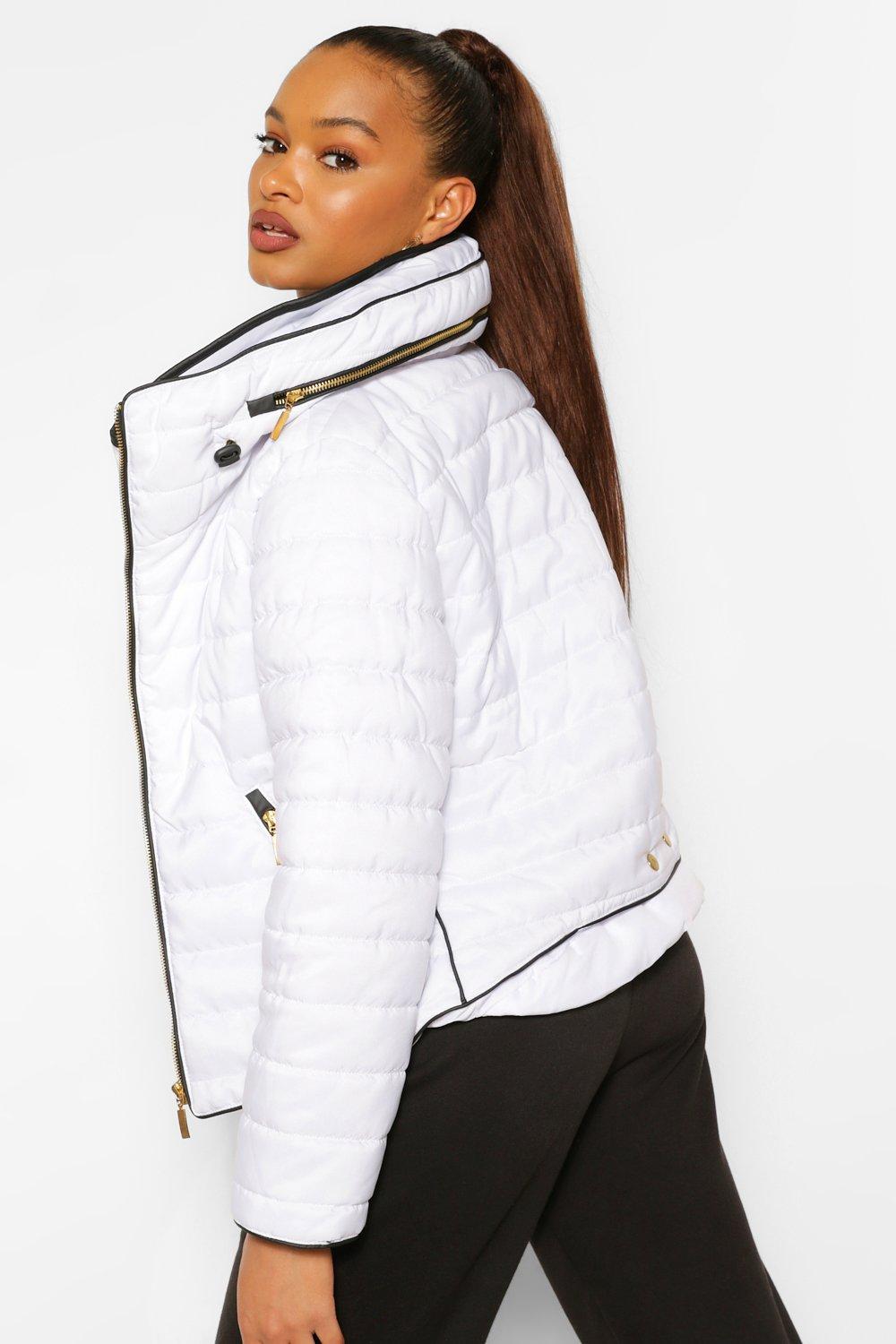 White fitted best sale puffer jacket