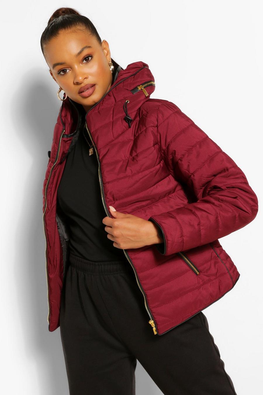 Wine Fitted Quilted Jacket image number 1