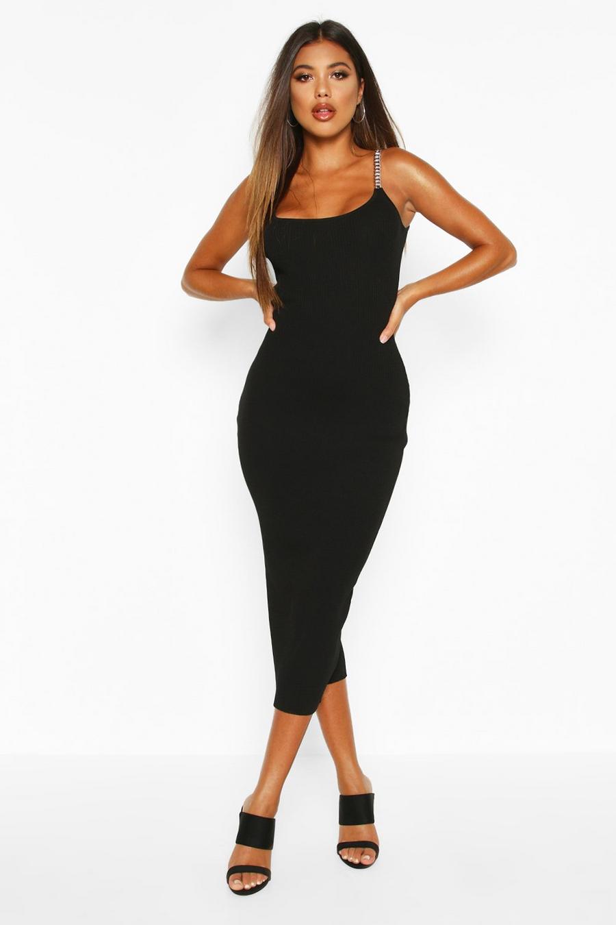 Rib Knit Chain Strap Bodycon image number 1