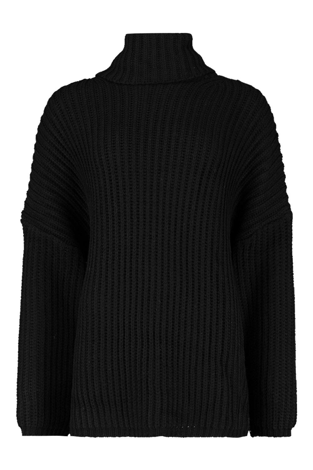 boohoo Chunky Oversized Boyfriend Sweater Black S M