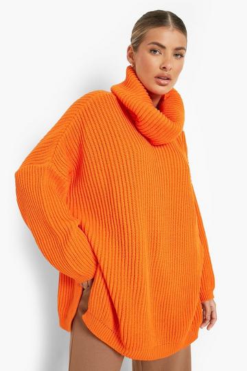 Orange Chunky Oversized Boyfriend Sweater
