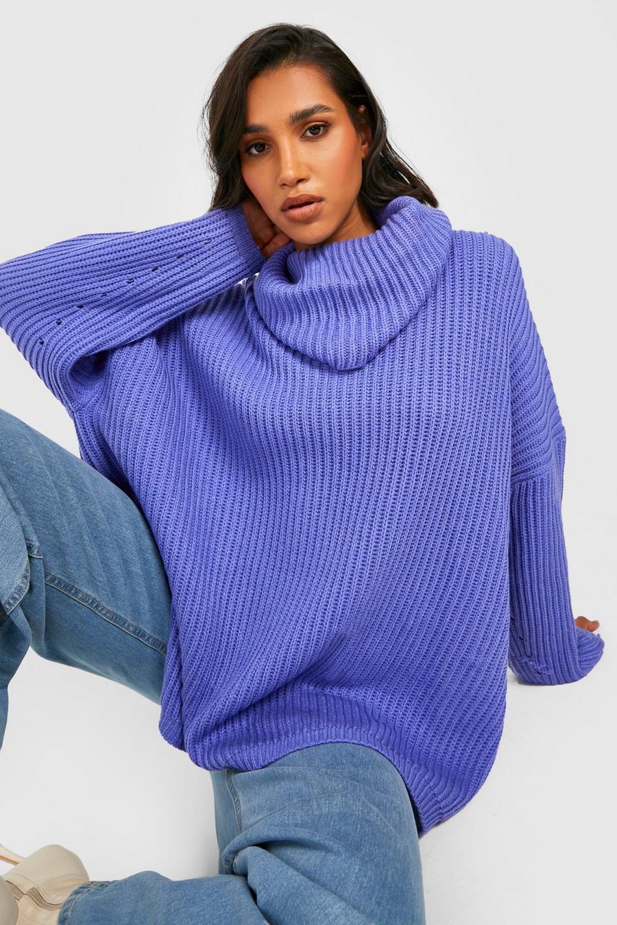 Purple Chunky Oversized Boyfriend Sweater