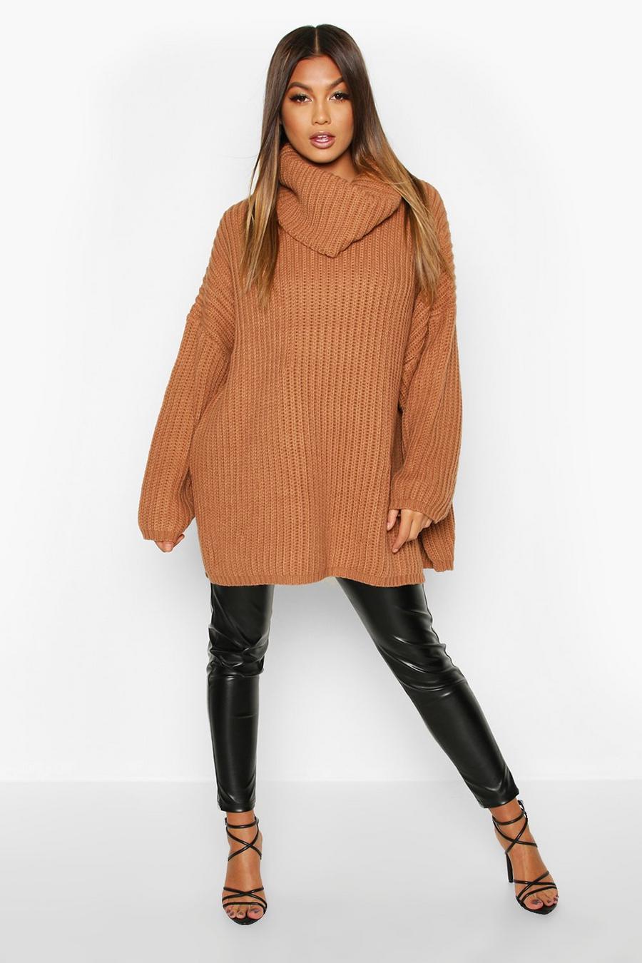 Toffee Chunky Oversized Boyfriend Jumper image number 1