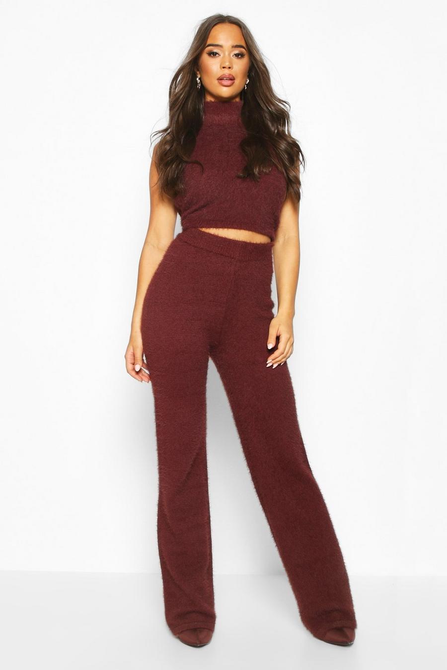 Fluffy Cropped Roll Neck Trouser Set image number 1