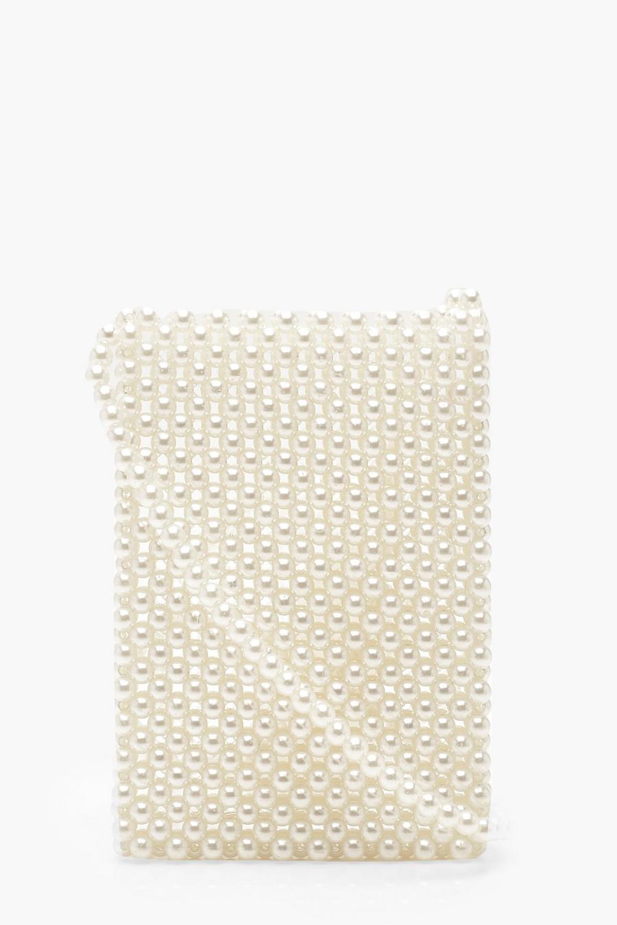 White Cross Body Pearl Bag image number 1