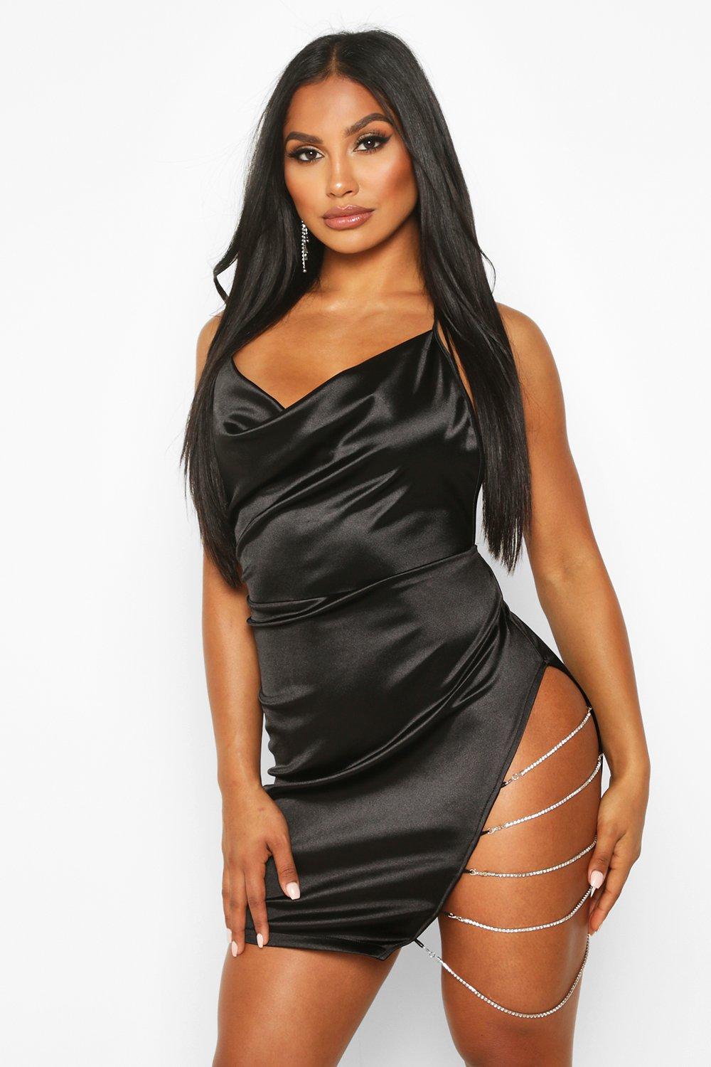 boohoo diamante dress