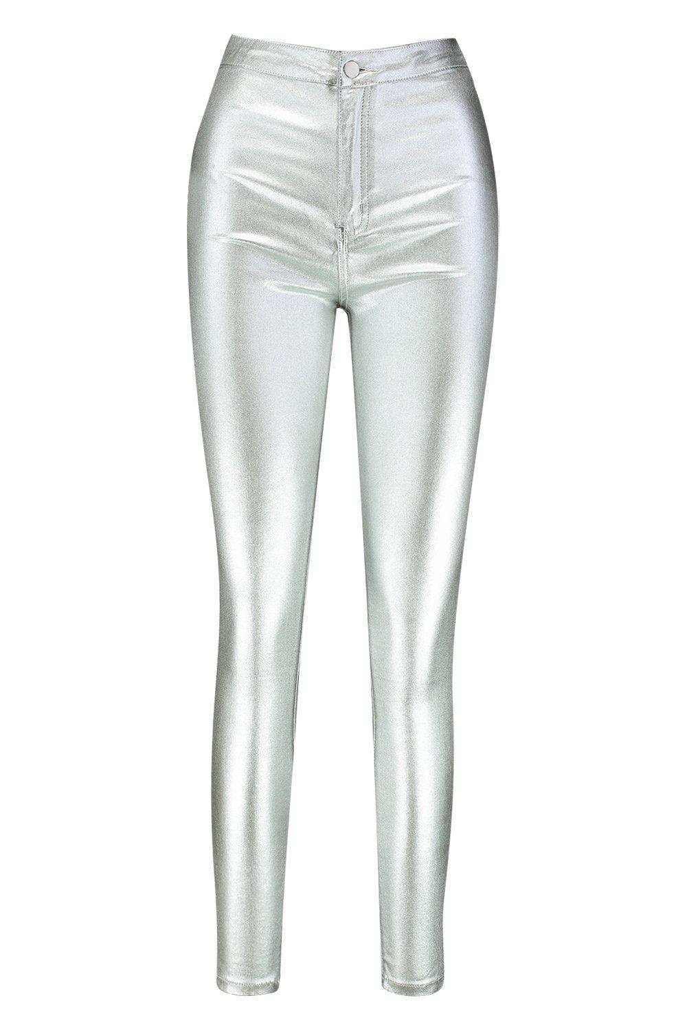 metallic skinny jeans