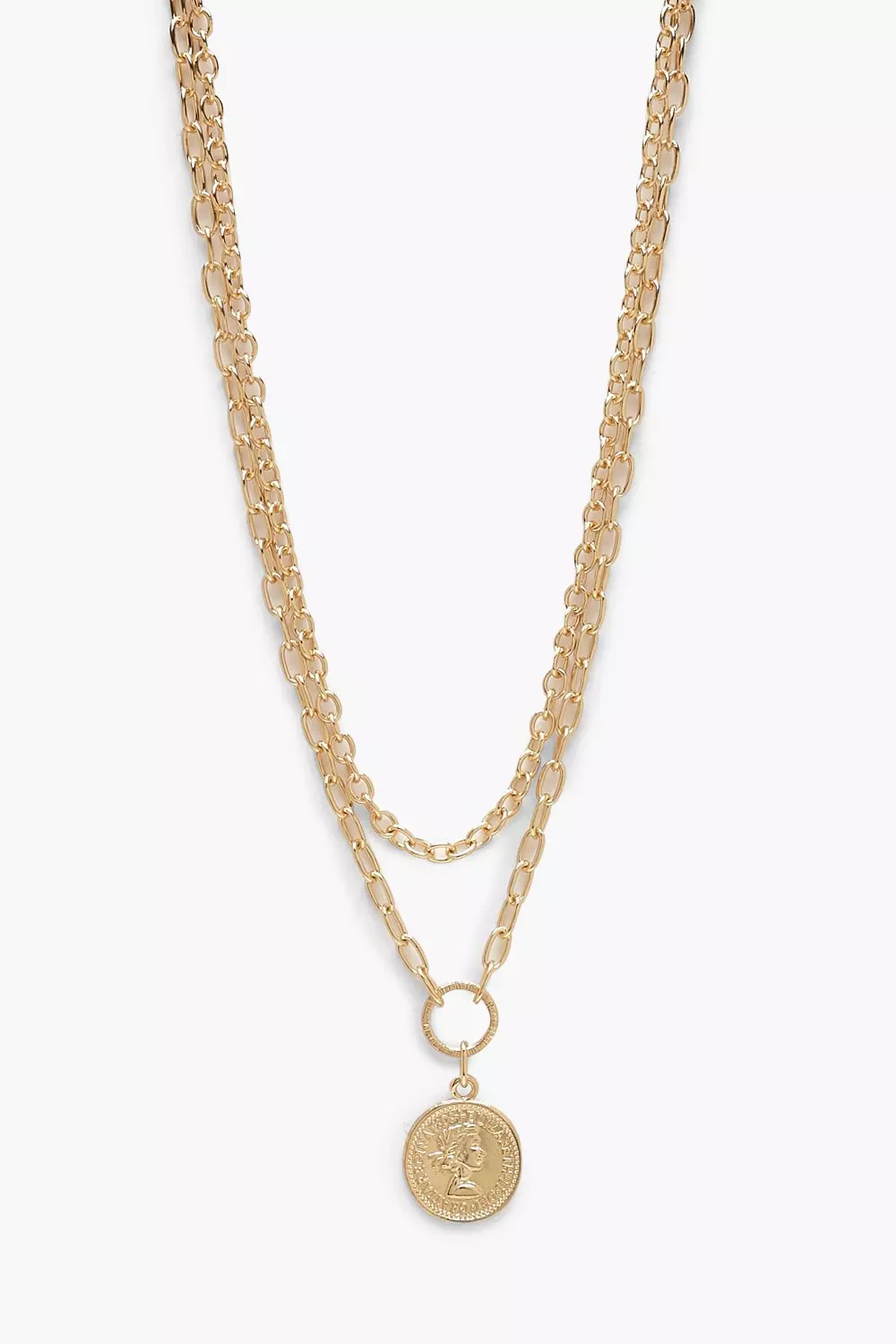 O Ring Coin Chunky Chain Necklace Boohoo