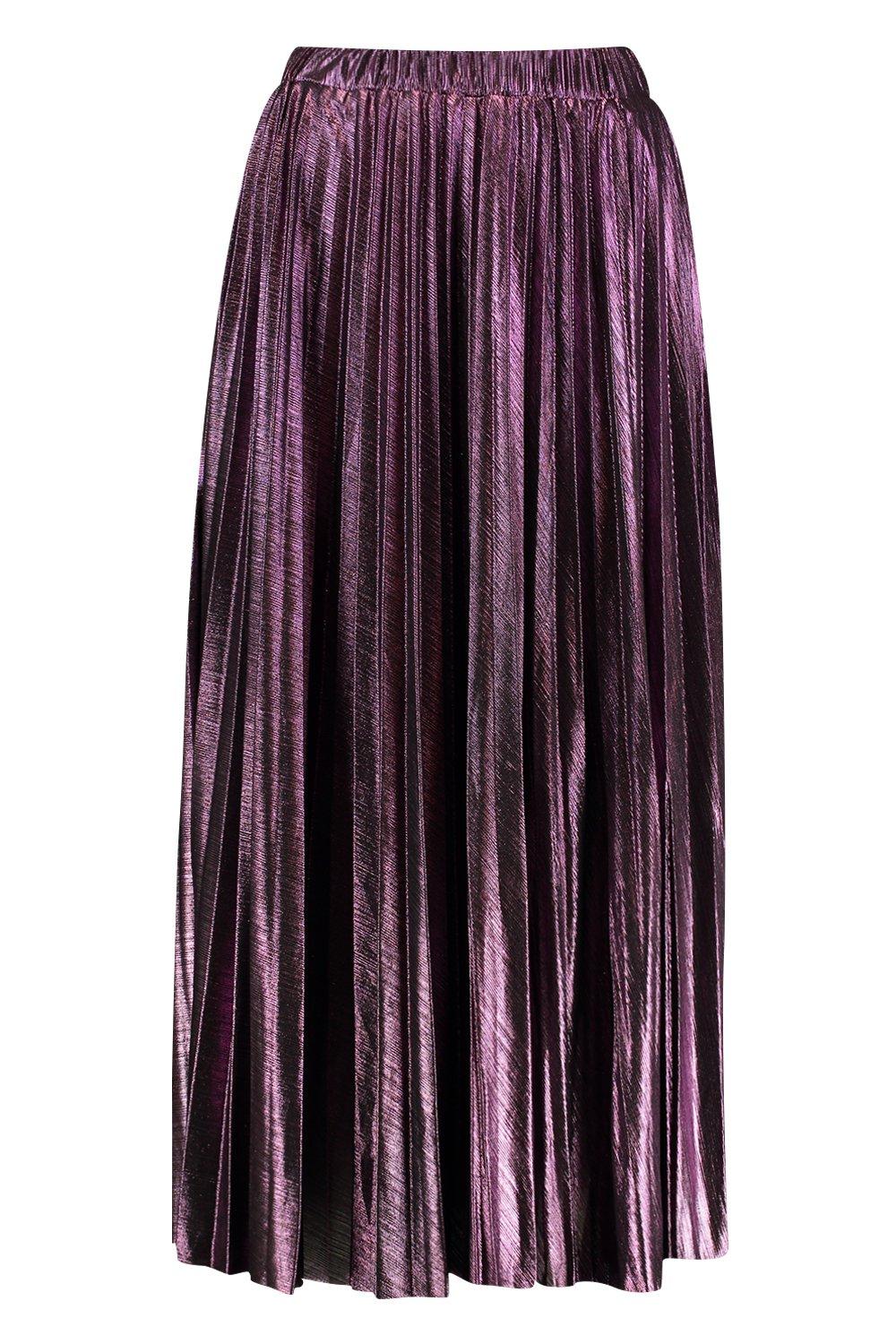 Metallic pleated shop skirt boohoo