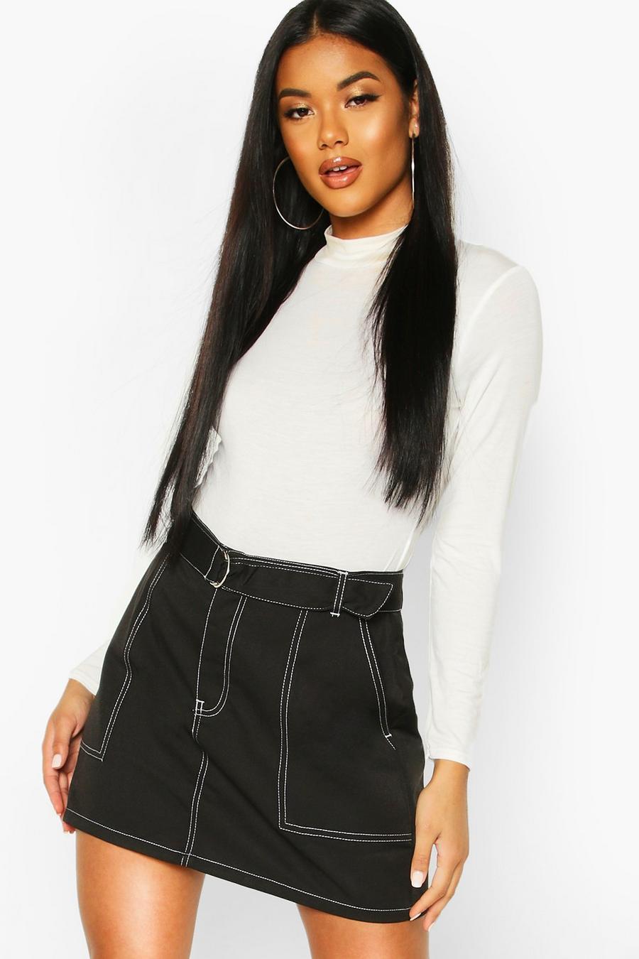 Contrast Stitch Belted Mini Skirt image number 1