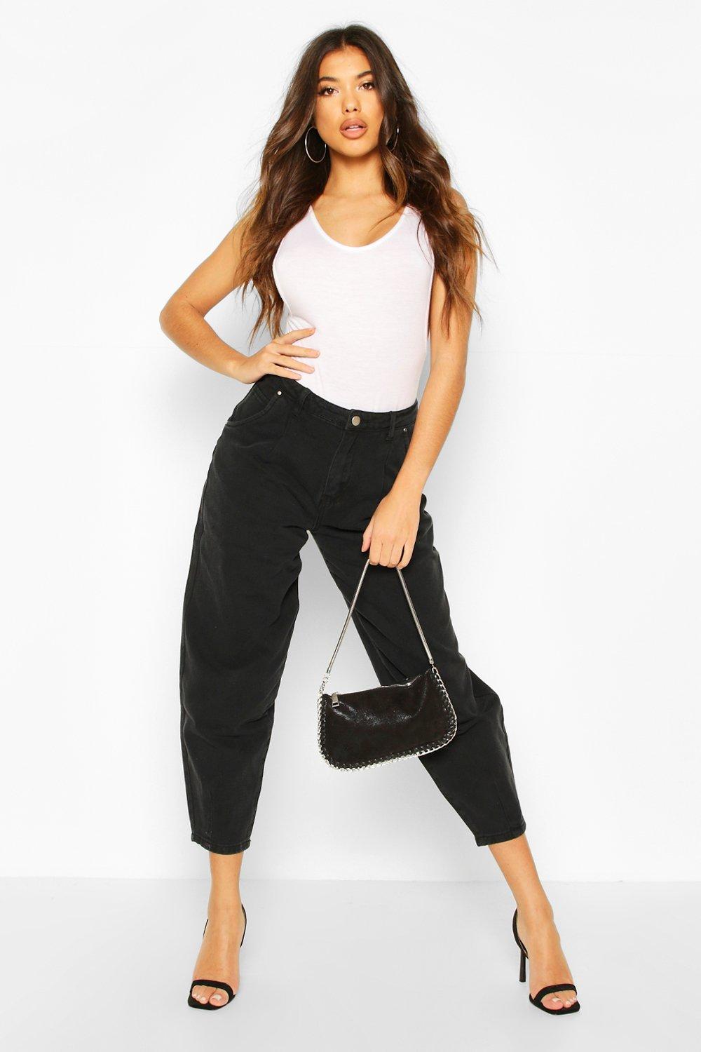 black oversized mom jeans