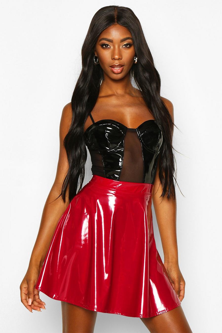 Berry Vinyl Full Skater Skirt image number 1