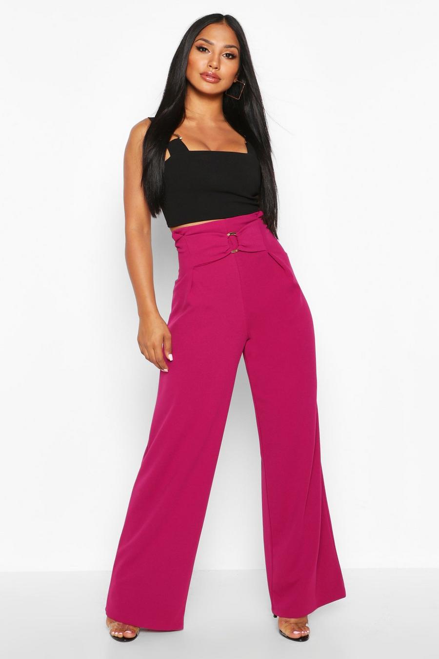 Magenta O Ring Wide Leg Trousers image number 1