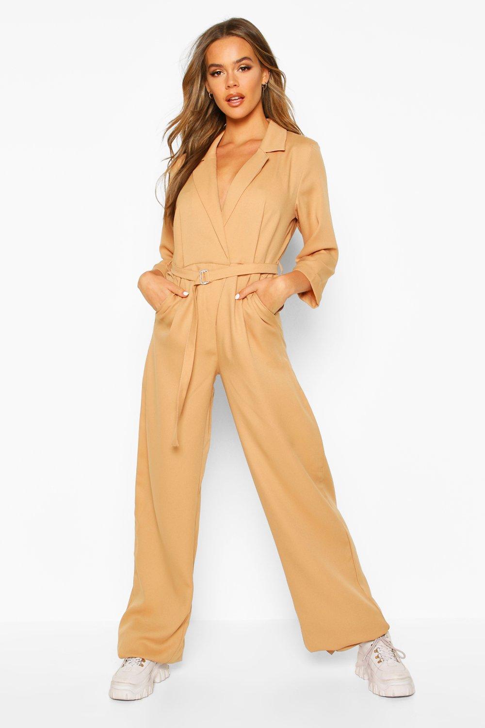 boohoo basic tailored wide leg jumpsuit