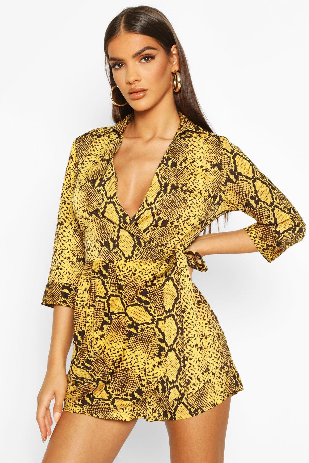 boohoo snake print playsuit