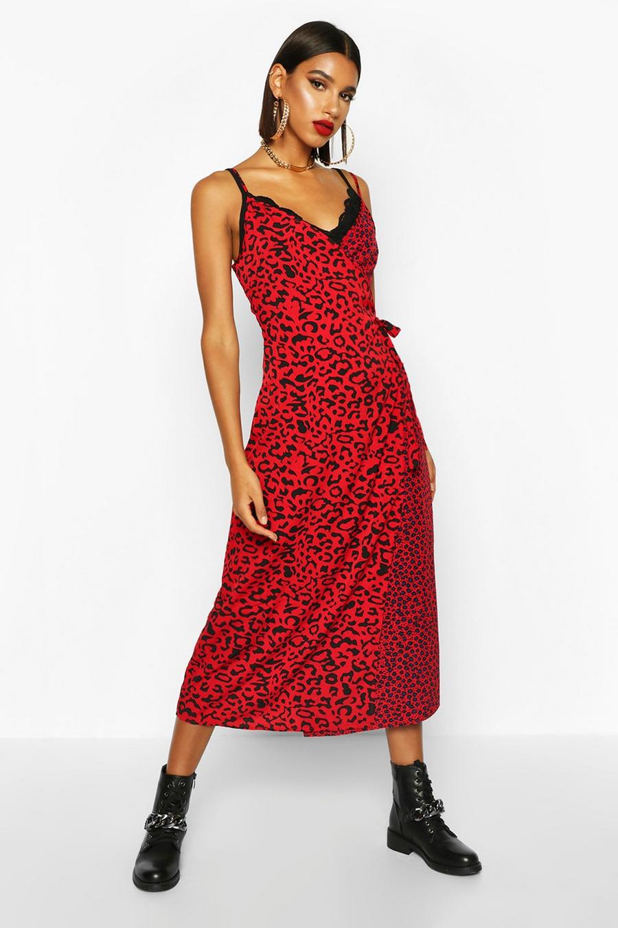 Mixed Leopard Wrap Dress image number 1