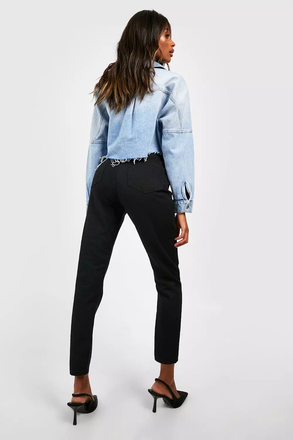 Exposed button sale high waisted jeans