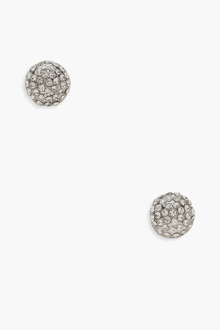 Silver argent Diamante Cluster Stud Earrings