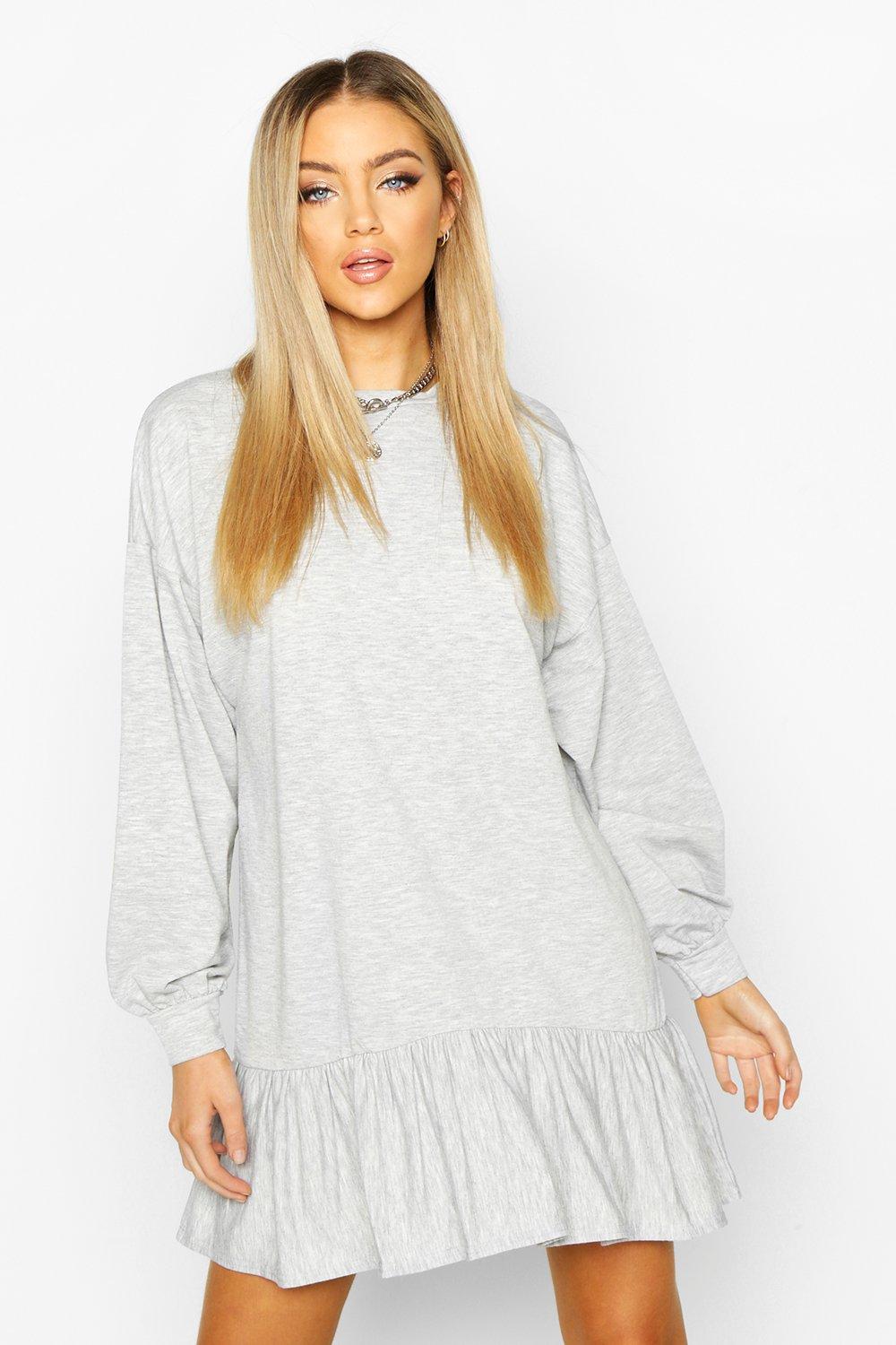 long grey sweatshirt dress