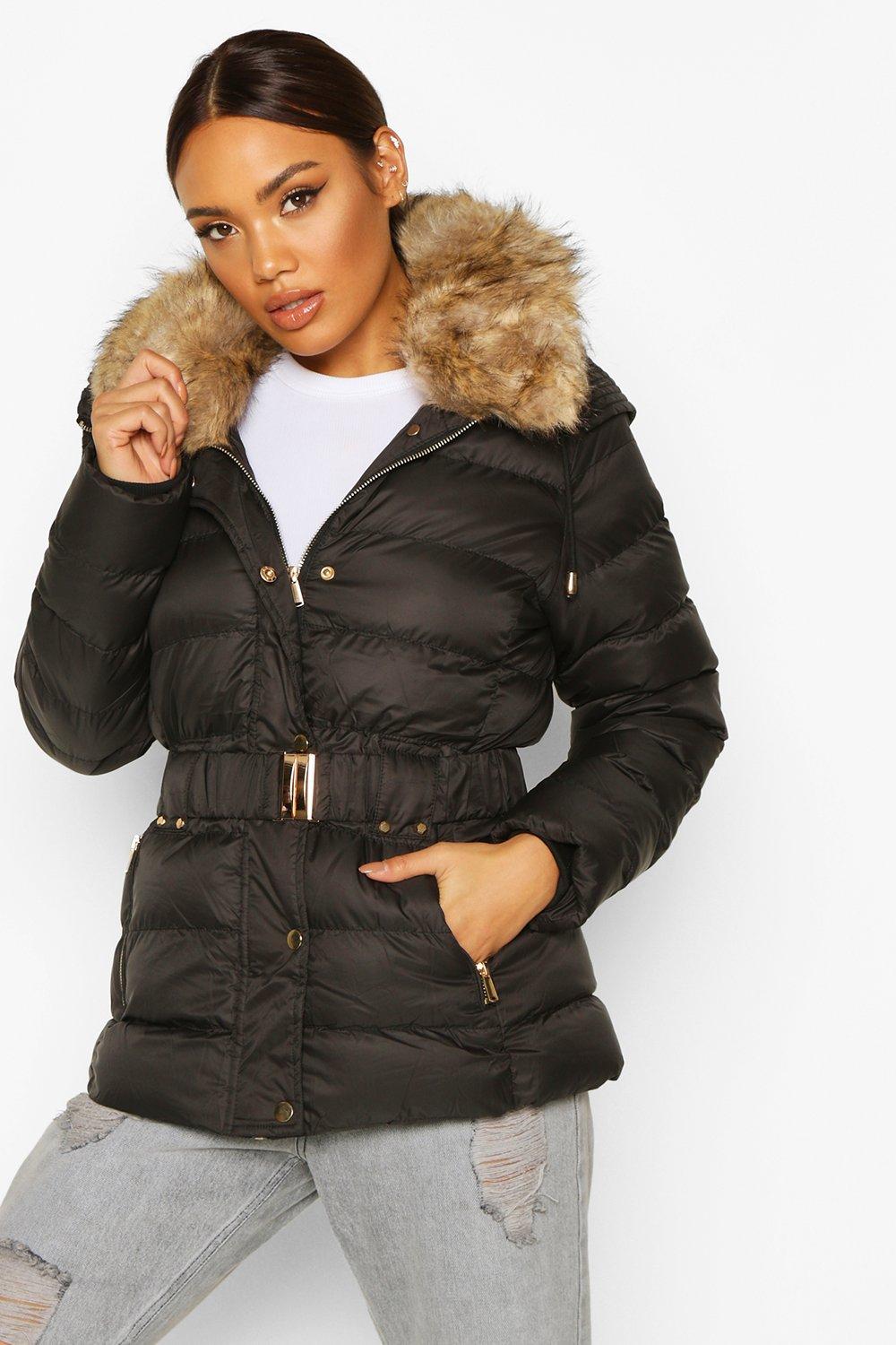 boohoo black parka