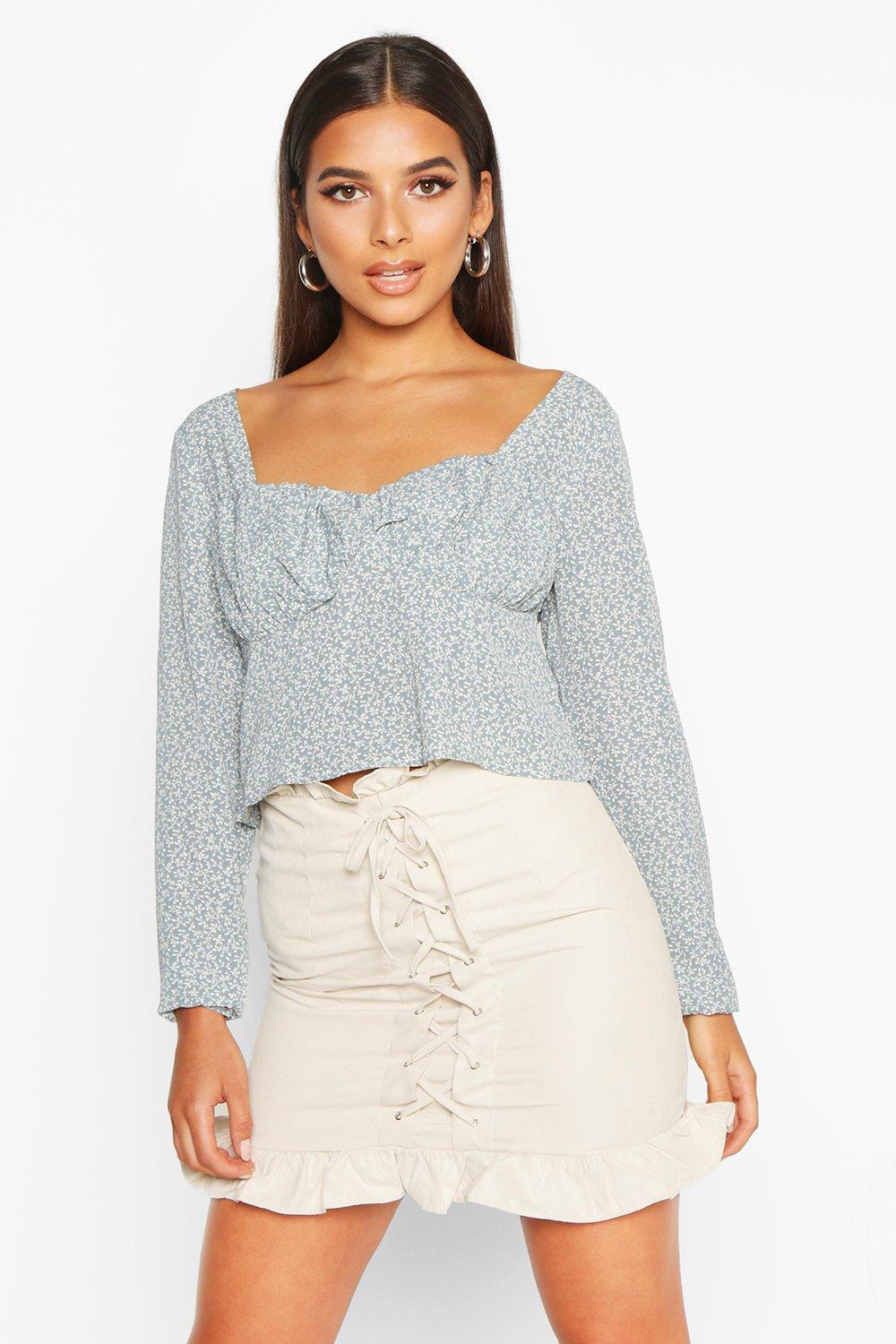 boohoo peplum top with bell sleeve