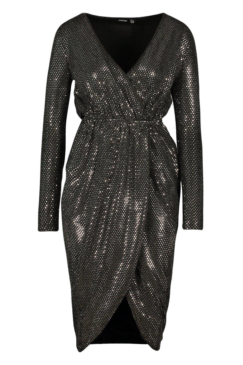 boohoo sequin wrap dress