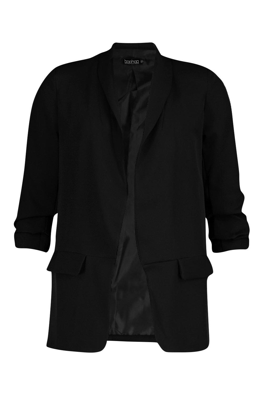 boohoo ruched sleeve blazer