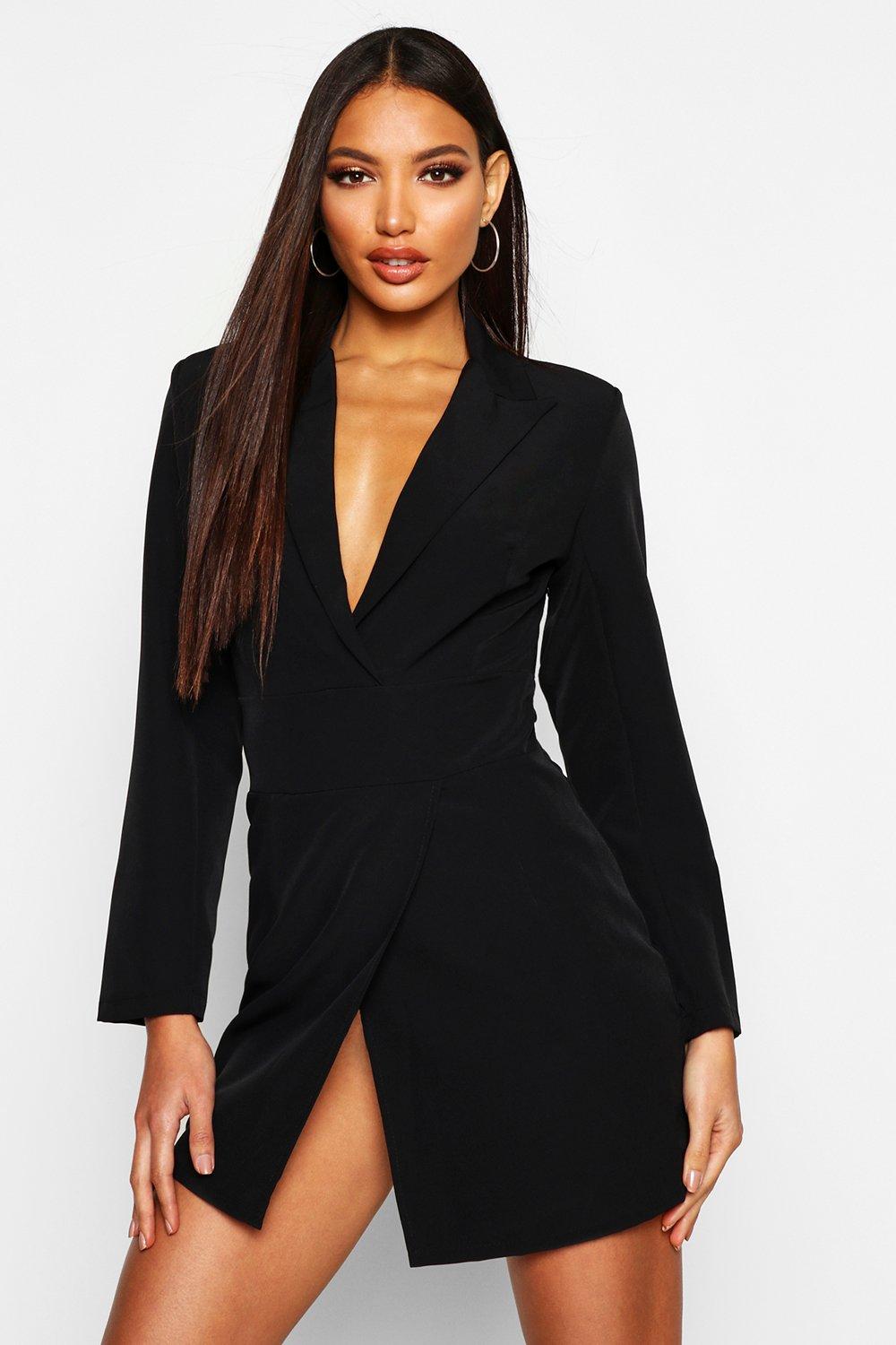 wrap front blazer dress