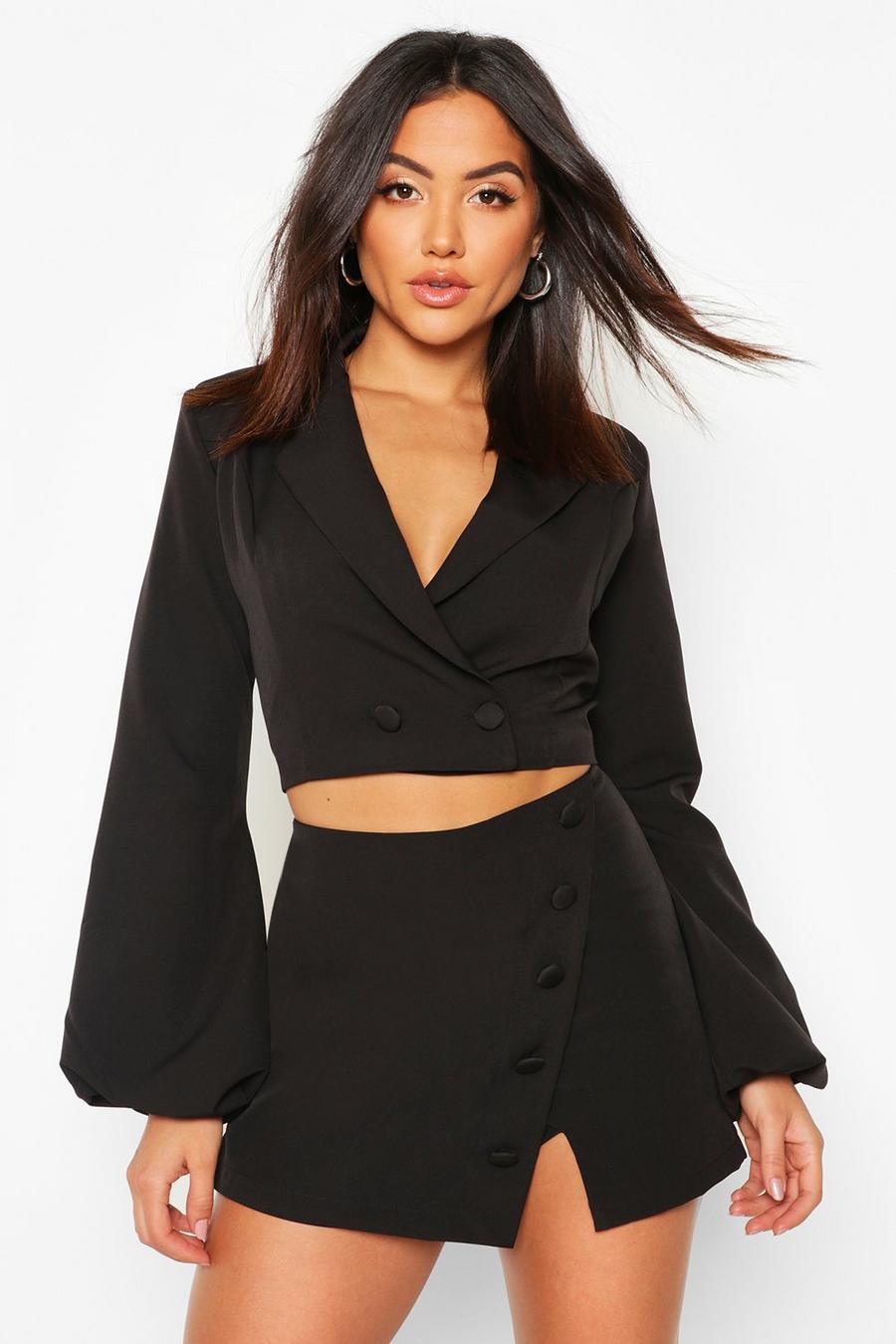 Volume Sleeve Double Breasted Cropped Blazer image number 1