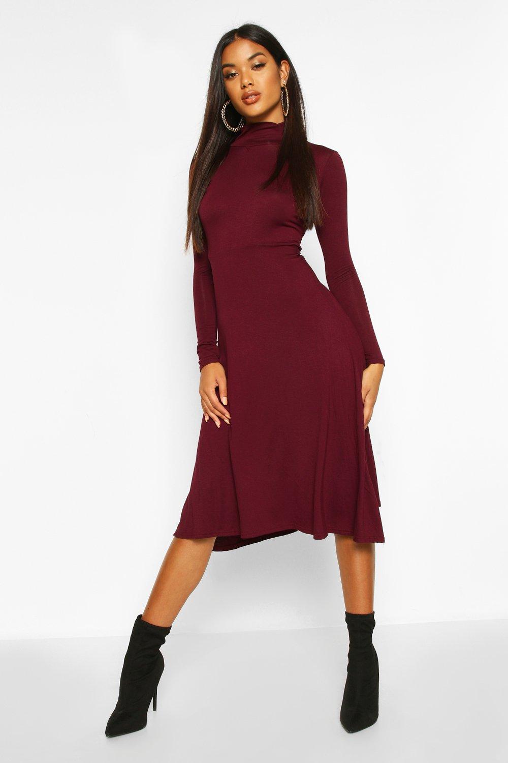 polo neck skater dress