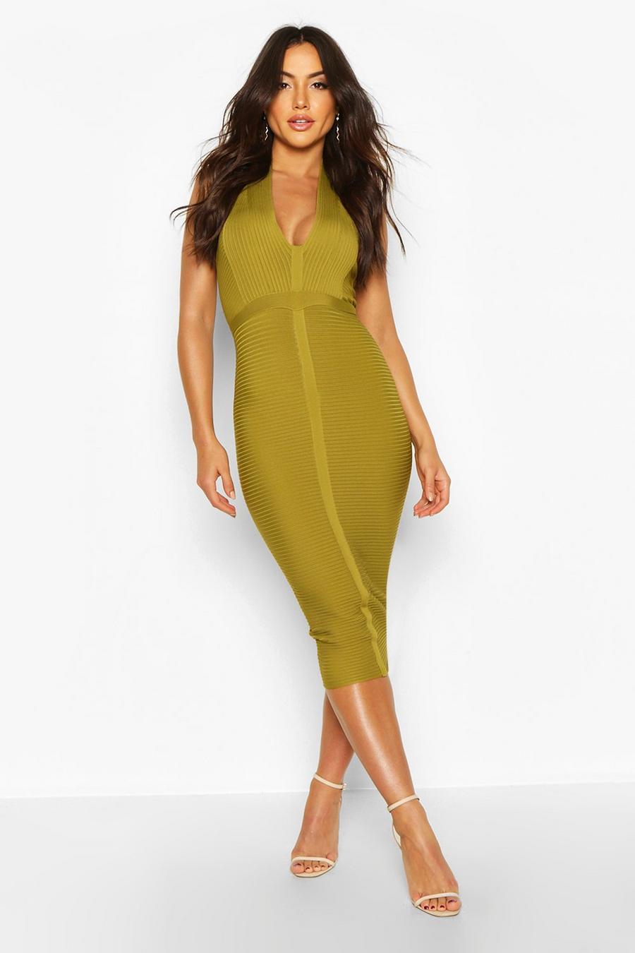 Chartreuse Boutique Bandage Plunge Midi Dress image number 1