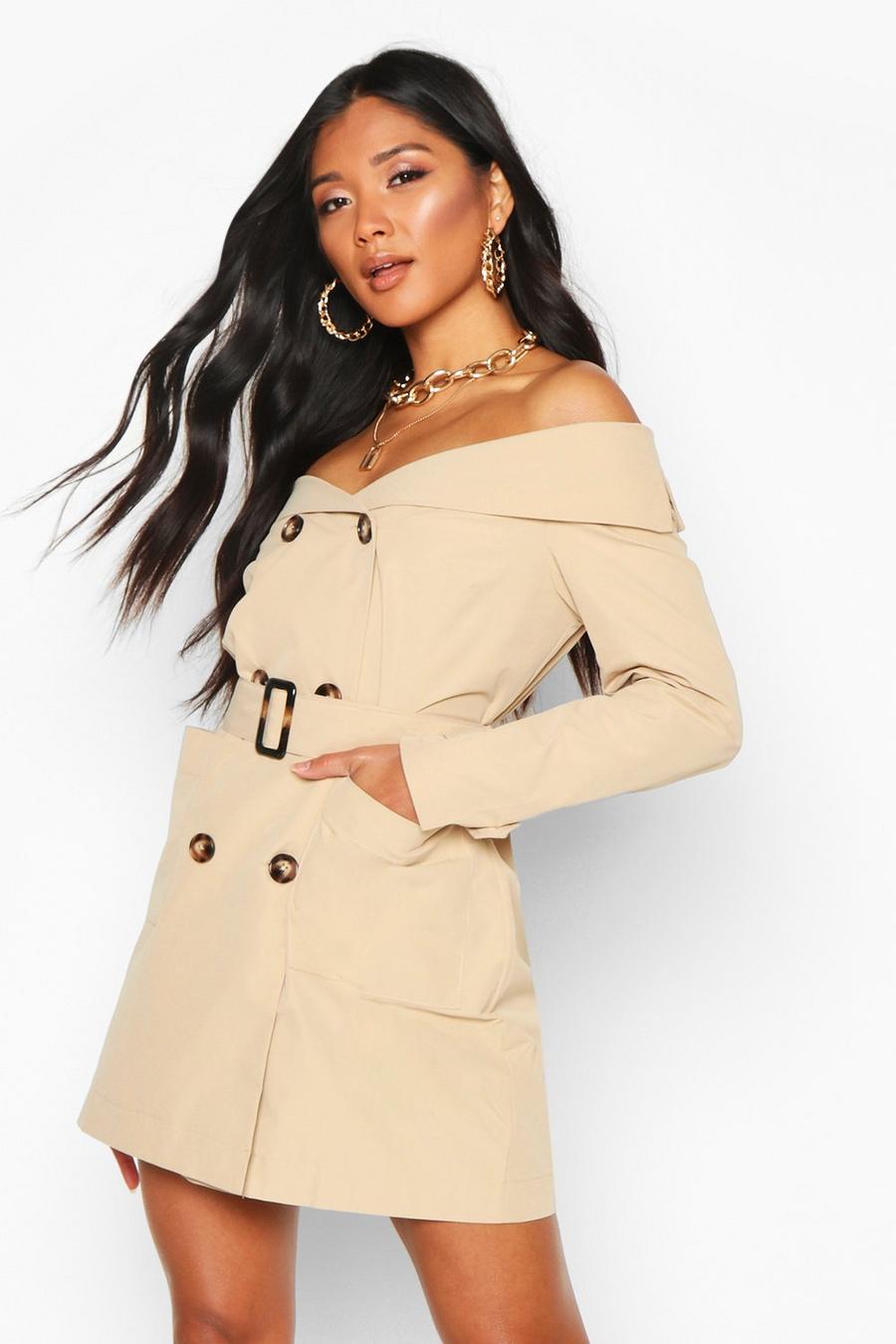 Woven Trench Coat Blazer Dress image number 1