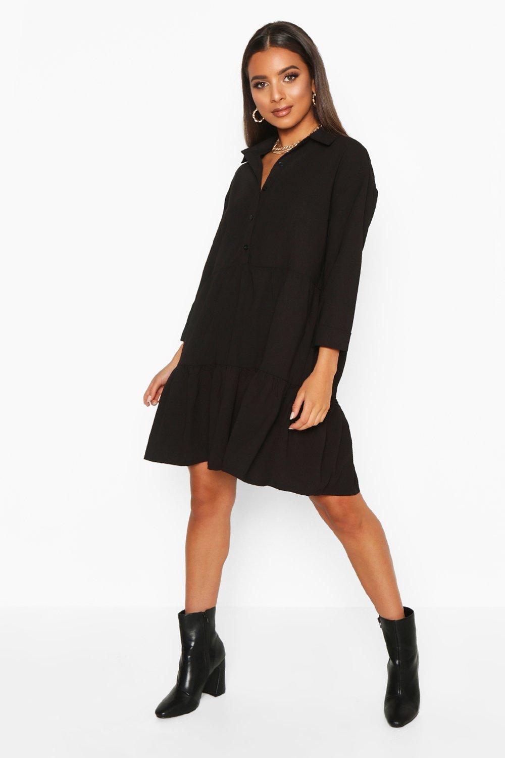 black tiered t shirt dress