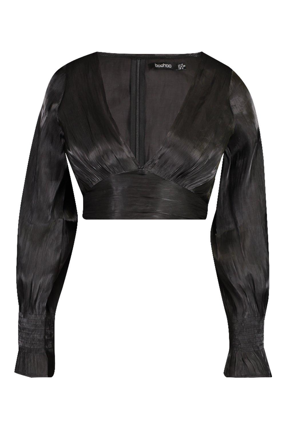 satin balloon sleeve top