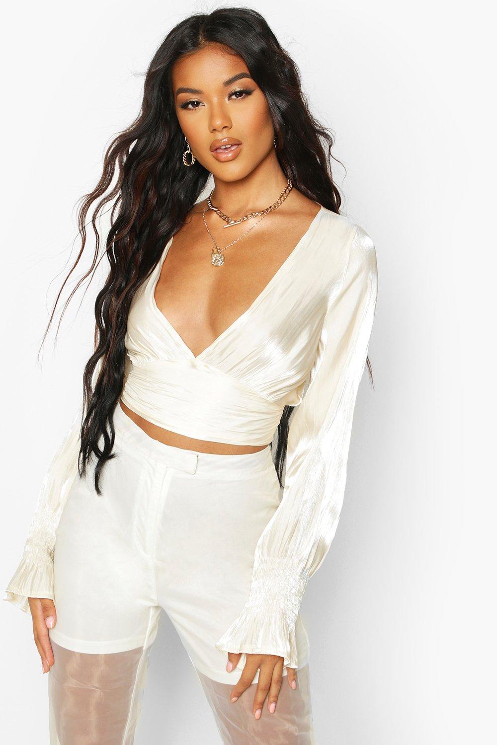 satin balloon sleeve top