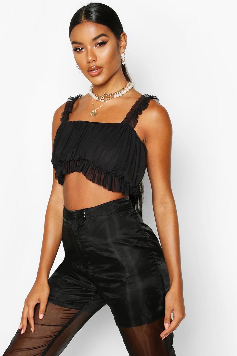 Mesh Ruched Crop Top image number 1