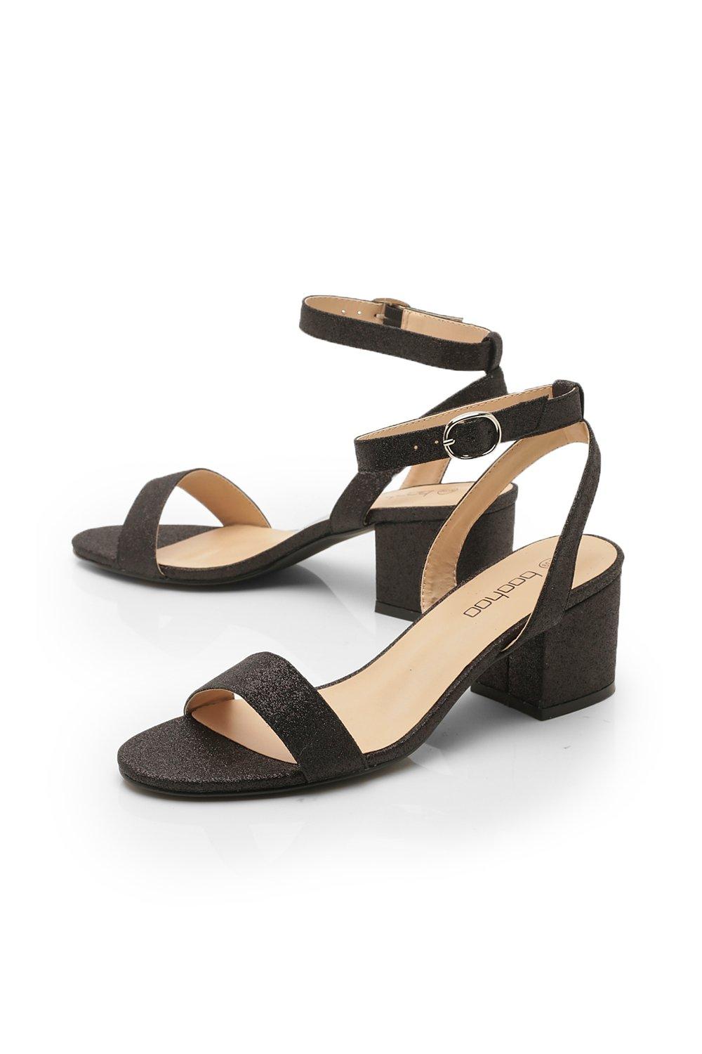 Black glitter hotsell block heel sandals