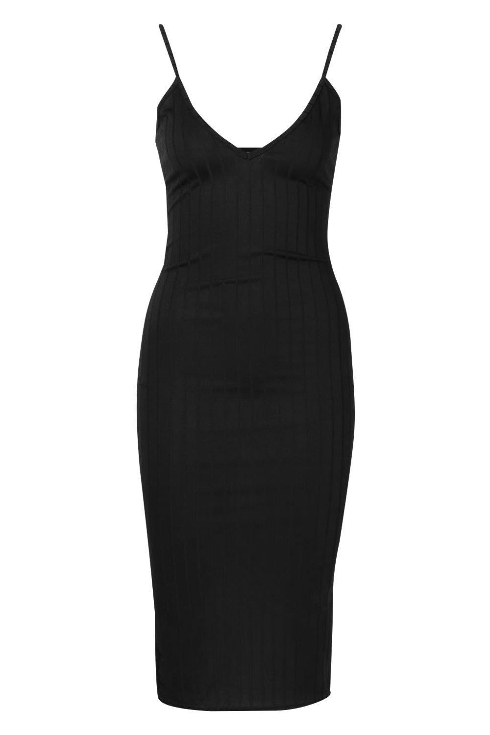 ribbed strappy midi dress