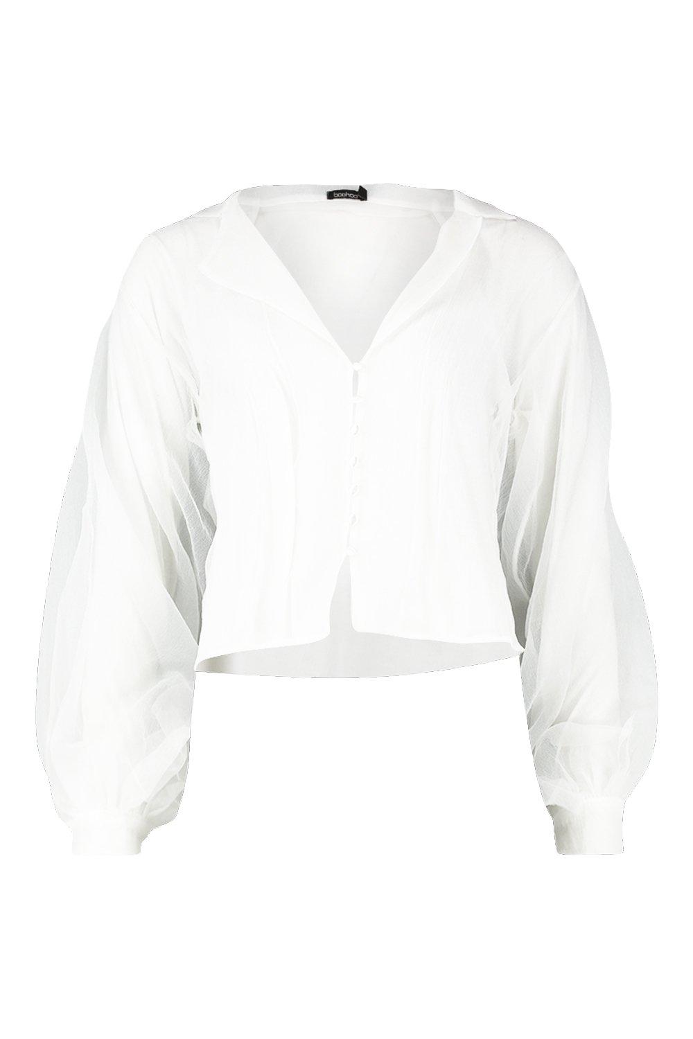 Camisa organza manga online abullonada