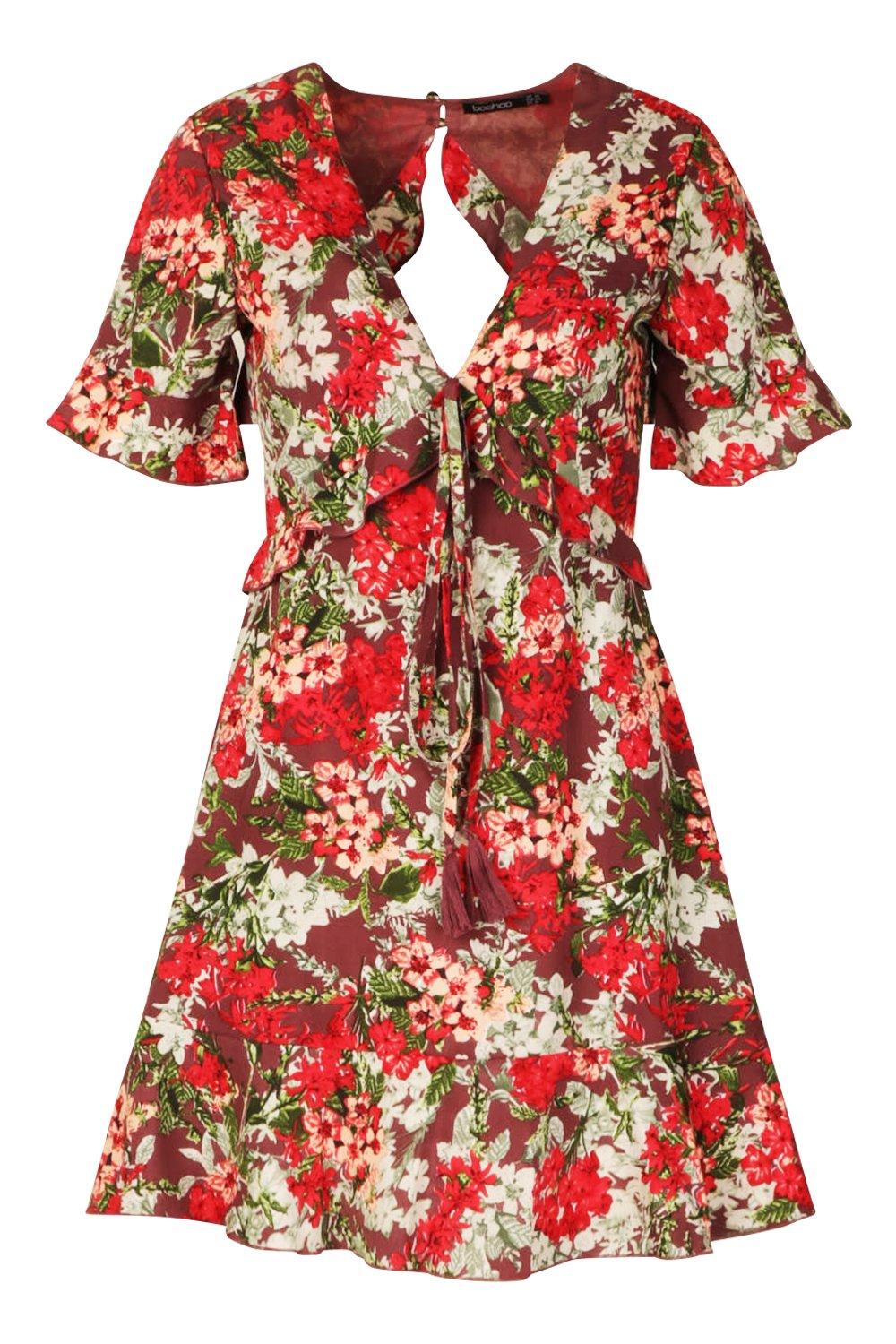 boohoo floral tea dress