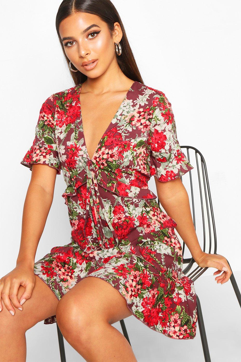 boohoo floral tea dress