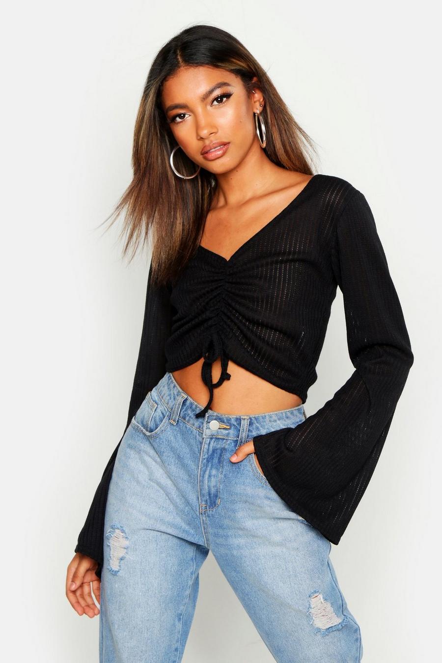 Flare Sleeve Jumbo Ruched Front Crop image number 1