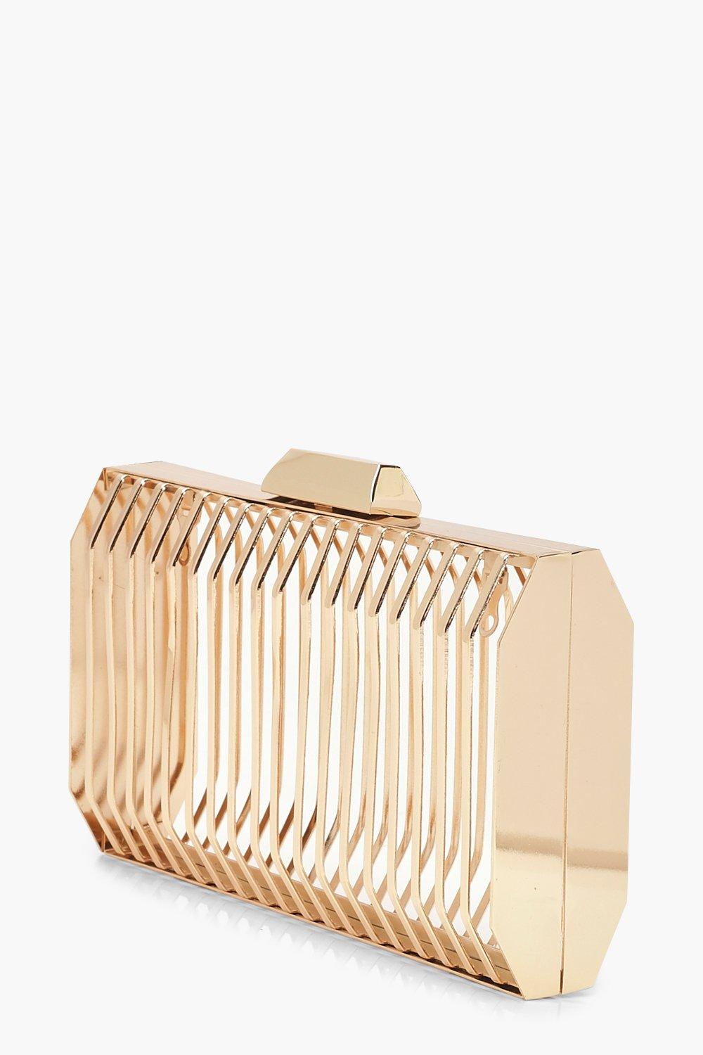 gold cage clutch bag