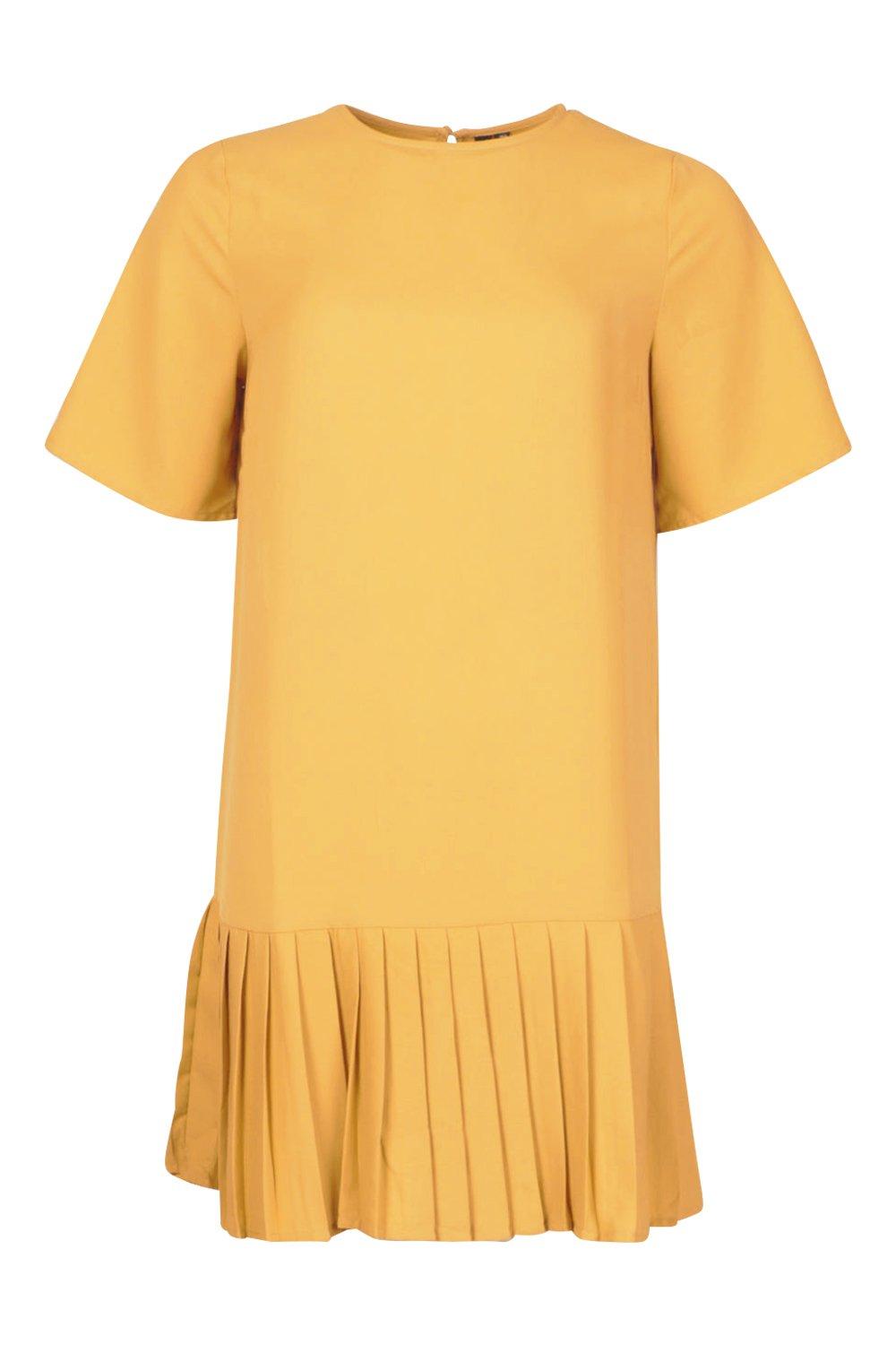 pleated hem shift dress