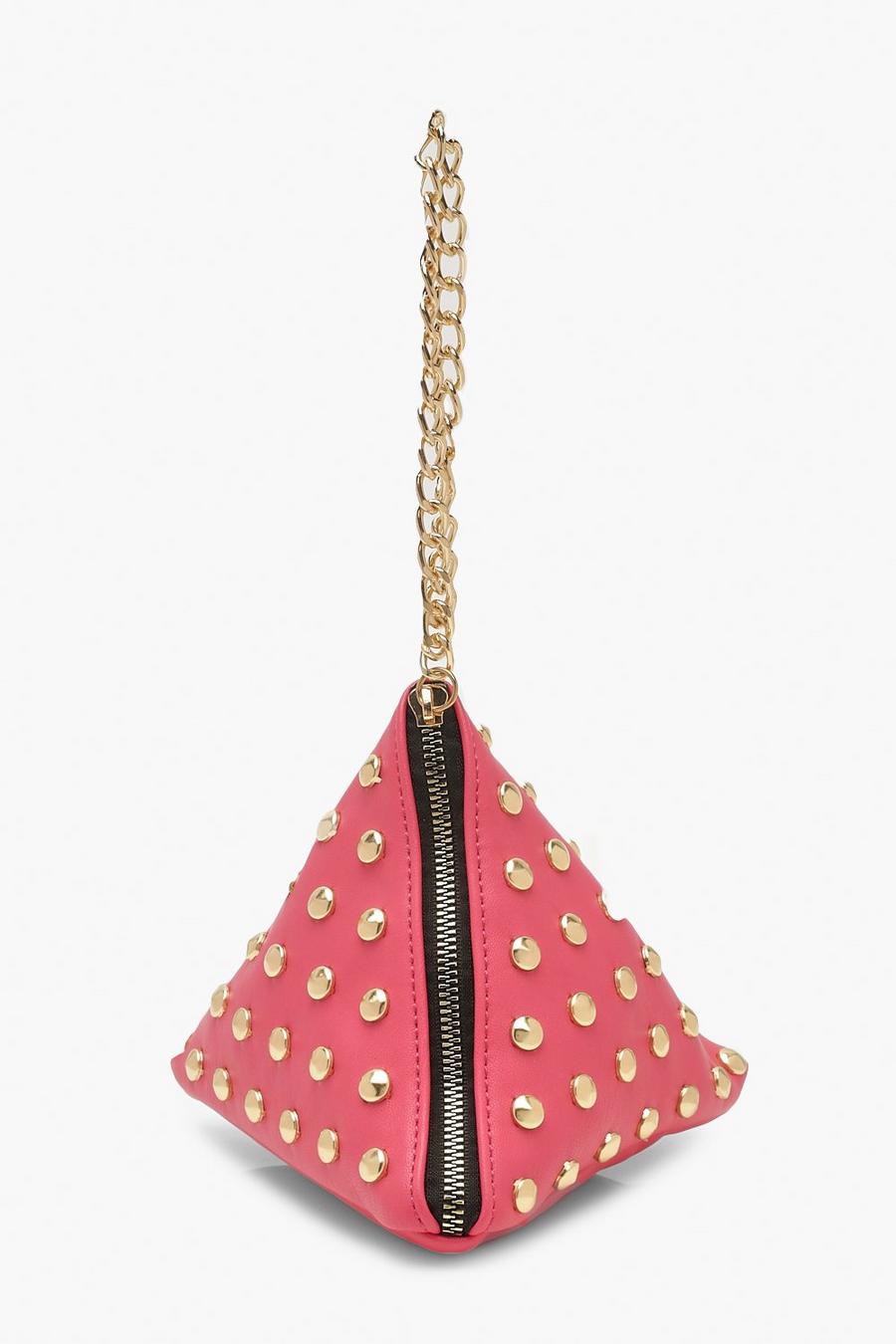 Triangle Stud & Chain Handle Clutch Bag image number 1