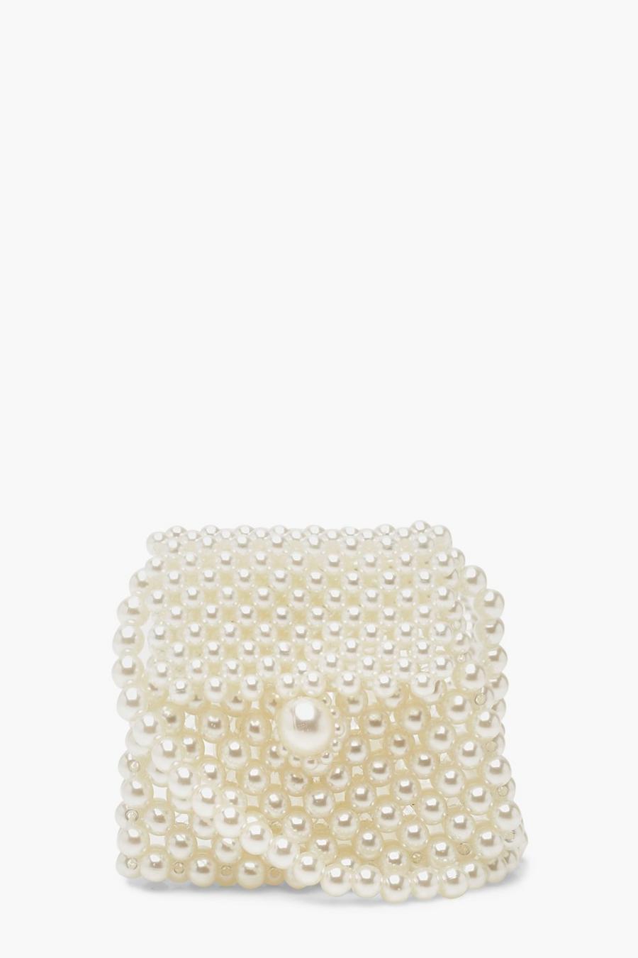 Mini sac en bandoulière à perles, Crème image number 1