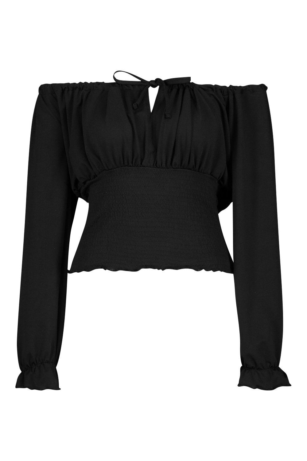 black long sleeve peasant top